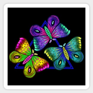 Neon Moths in a Triangle Pattern Sticker